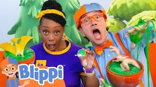 Blippi's Spooky Dino Egg Game for Halloween! - Blippi's Playdate | Educational Videos for Kids
