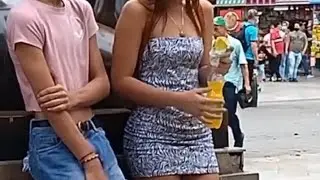 Teens reaction to a long erect penis.