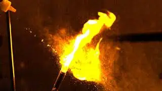 Corn Starch mixed with sodium bicarbonate (test 3) dispersed into flame: recorded in high speed