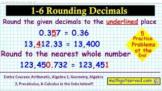 1 6 How to Round Decimals Underlined place  whole number mathgotserved teachers pay Kuta accuplacer
