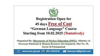 45 days' Free German Language Course | Directorate of Workers Education DWE #shorts