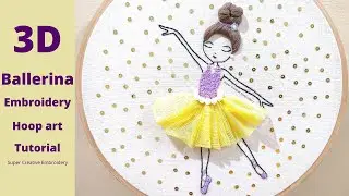 3D Doll Embroidery Hoop Art Tutorial/Amazing Unique Hand Embroidery Girl Design /Free Pattern /Hair
