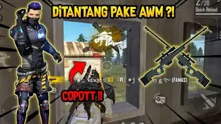 DITANTANG PAKE AWM ?! YAHAHAHA HAYUK !! FREEFIRE BATTLEGROUND
