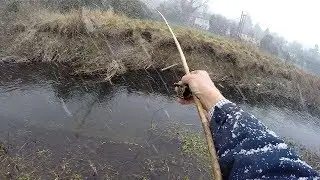 Primitive Fishing with Horse Hair and a Bamboo Rod - Catching Fish with a Stick