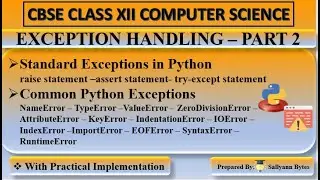 Python Exception Handling (Part 2) | CBSE Class 12 Comp Sci | Common Exceptions & try-except