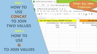 Google Sheets CONCAT Function | Join Two Values | How to Join Values with & (Concatenation Operator)