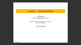 ECE 350 Lecture 3: Sunrise to Sunset