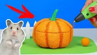 ДОМ ДЛЯ ХОМЯКА 🐹 | РИСУЮ КОРМУШКУ В ВИДЕ ТЫКВЫ 3D РУЧКОЙ | РУМ ТУР БОЛЬШОЙ ДОМ ДЛЯ ХОМЯКА DIY