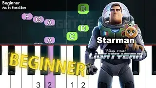 [Beginner] Starman - David Bowie from Lightyear | Piano Tutorial with Finger Numbers