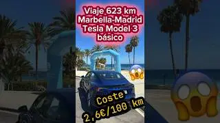 Viaje 623 km Marbella-Madrid en Agosto 2024 con #TeslaModel3 básico desde 36.990€ antes de ayudas