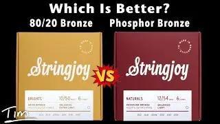Stringjoy 80:20 Bronze vs Stringjoy Phosphor Bronze Acoustic Guitar Strings Demo