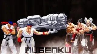 Dragon Ryu, Ryu-Rehyped, Master God Ryu vs Jin, Kazuya, Heihachi. 3v3 Street Fighter vs Tekken MUGEN
