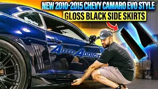 2010-2015 Chevy Camaro Evo Style Gloss Black Side Skirt Rockers