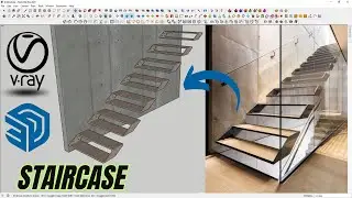 How to make a Staircase in Sketchup | Sketchup Tutorial | Vray