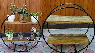 I took old boards and hoops and made a flower shelf! How to make a flower shelf, floor shelf
