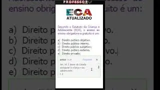 ECA  para CONCURSO de PROFESSOR [Art.54] Eca Atualizado 2024 