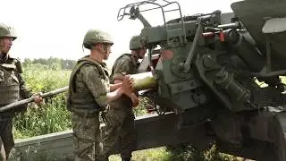 Работа артиллерии, расчетов БЛА и комплексов РЭБ ЦВО в ходе внезапной проверки боеготовности