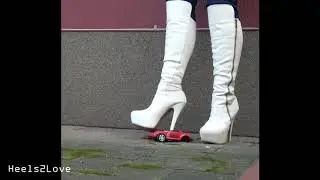 Crushweek 2019: hard toys crush in white boots (plane, trailer, RC Beetle car, bus, NASCAR car)