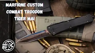 Marfione Custom Combat Troodon Blued Tiger Mai Damascus