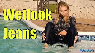 Wetlook girl in jeans | Wetlook shirt | Wetlook Pool