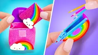 FOURNITURES SCOLAIRES MINIATURES DIY 🌈🎒📒