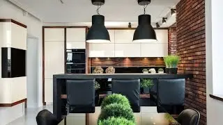 Modern KITCHEN with Brick Walls