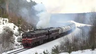 Тепловоз 2ТЭ116-928 близ ст. Койдула / 2TE116-928 near Koidula station