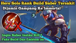 Hero Solo Ranked !! Newest Painful Saber Emblem And Build 2025 - How to Combo Saber Mobile Legends