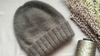 ЗИМНЯЯ ВЯЗАНАЯ ШАПОЧКА БИНИ С ПАЙЕТКАМИ