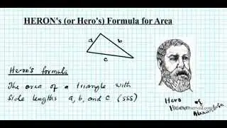 Heron's (hero's) Formula area of a triangle Aeolipile SSS Geometry Trigonometry