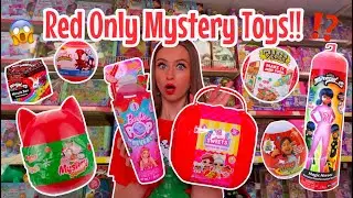 Shop with me for *RED ONLY* Mystery Toys Challenge!!😱🍓🎈🌹⁉️ *JACKPOT!!😍* | Rhia Official♡