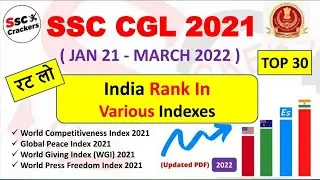Rank & Indexes ( 2021-2022 ) | Last 1 Year All Important Top 30 Reports | SSC CGL/CHSL 2021