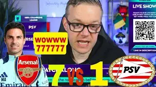 Arsenal 7 vs 1 PSV | RAEACTION Mark Goldbridge | Champions League