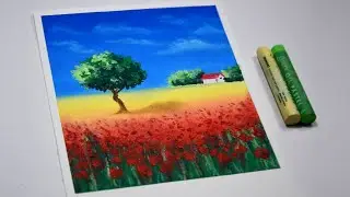 Oil Pastel Drawing || How to Draw an Easy Landscape for Beginners