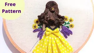Amazing,Beautiful Hand Embroidery Doll Design/Girl and Hair Embroidery for Beginners/Curly Hairstyle