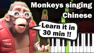 Monkeys Singing Chinese TikTok - EASY Piano Tutorial