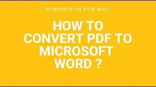 Readiris 16 Mac: How to convert PDF to Microsoft Word?