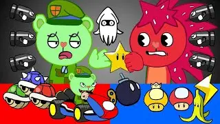RED vs BLUE RACE FOOD CHALLENGE! | FLIPPY AND FLAKY MUKBANG ANIMATION | HAPPY TREE FRIENDS