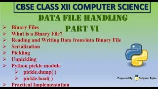 Binary Files in Python | Data File Handling (Part 6) | CBSE Class 12 Computer Science | Python