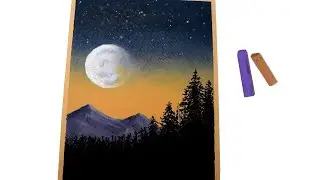 How to Draw a Scenery of Moonlit Night Step by Step