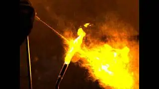 Corn Starch mixed with sodium bicarbonate (test 4) dispersed into flame: recorded in high speed