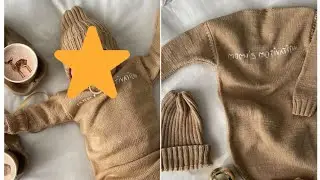 ✓Вязаный боди бодік и  шапочка. Вязаный комплект для новорожденного newborn