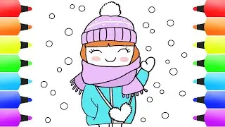 How to Draw a CUTE GIRL with Winter Clothes (Boots, Scarf, Gloves, Jacket)! Drawings for Kids