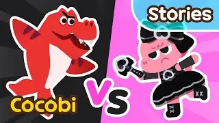 T-rex and Baby Shark Combined! | Cocobi Pink VS Black - Episode 4 | Kids Cartoon | Cocobi
