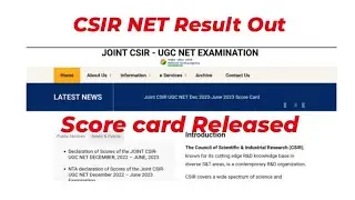 CSIR NET result 2023 | CSIR NET score card Released | Big update | check now Link in description 👇