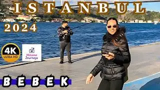 Istanbul Bebek Beach 4K Walking Tour: Bosphorus Bridges Views, Beautiful Sky & Landscape | Dec 2024