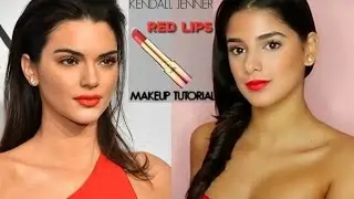 Kendall Jenner Red Lips and Bronzy Makeup Tutorial || Melody Sedgh |