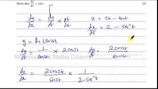 CAIE, 9709/33/O/N/22 P3, November 2022, Q4, Parametric Eqns, Differention, Trig Identities