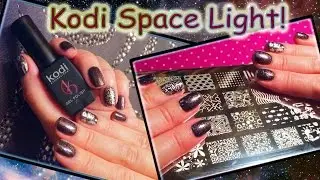 Космос на ногтях с гель лаком Kodi Space Light №903 с пластиной SQUARE IMEDGE PLATE №01.