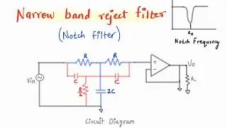 Narrow Band Reject Filter using opamp | Notch Filter | Hindi